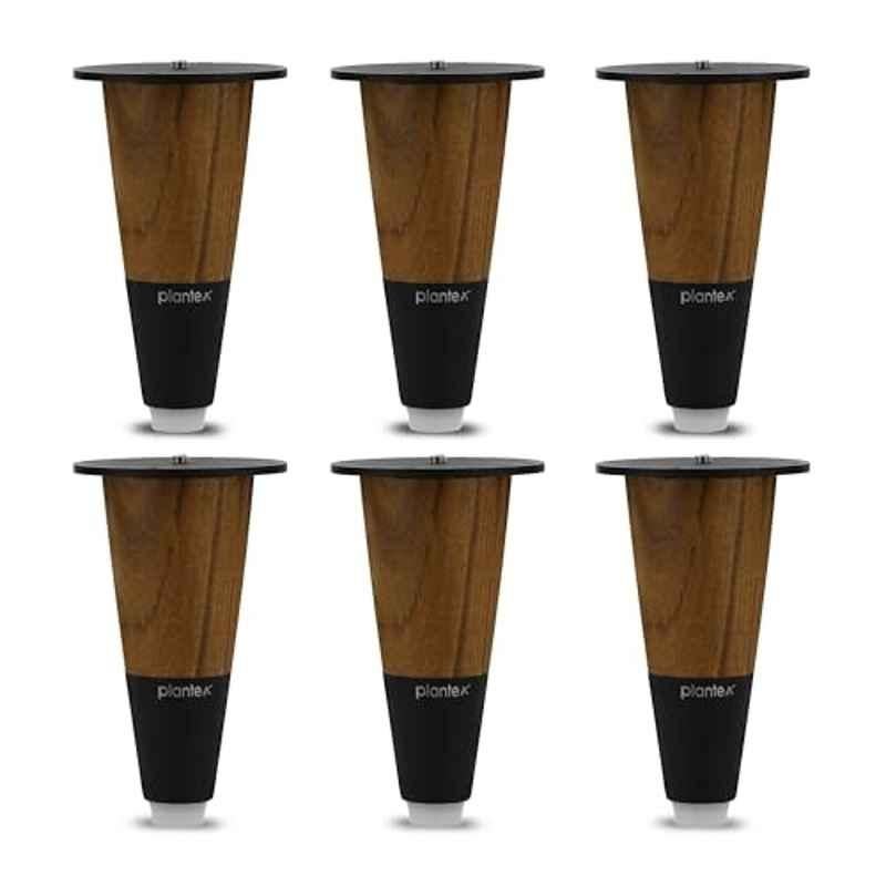 Plantex 4 inch Stainless Steel Black Sofa Legs with Rubber Grip (Pack of 6)