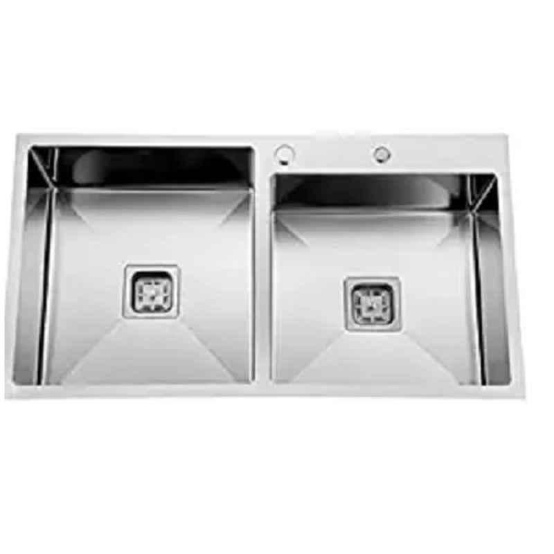 Crocodile CR-DB13 32x18x10 Inch Stainless Steel Black Double Bowl Kitchen Sink