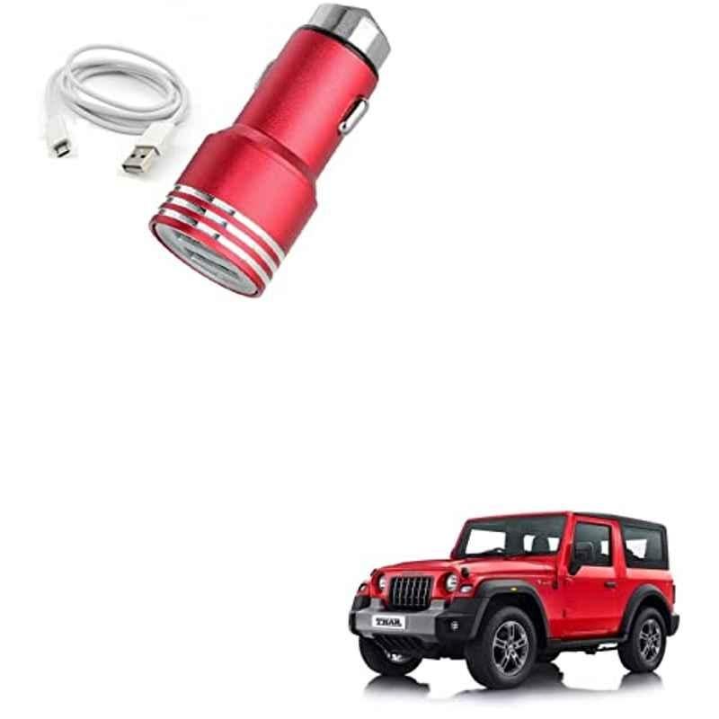 Kozdiko 3.1A Dual USB Car Charger with 1 Micro USB Cable for Mahindra Thar New Dual0Dual1