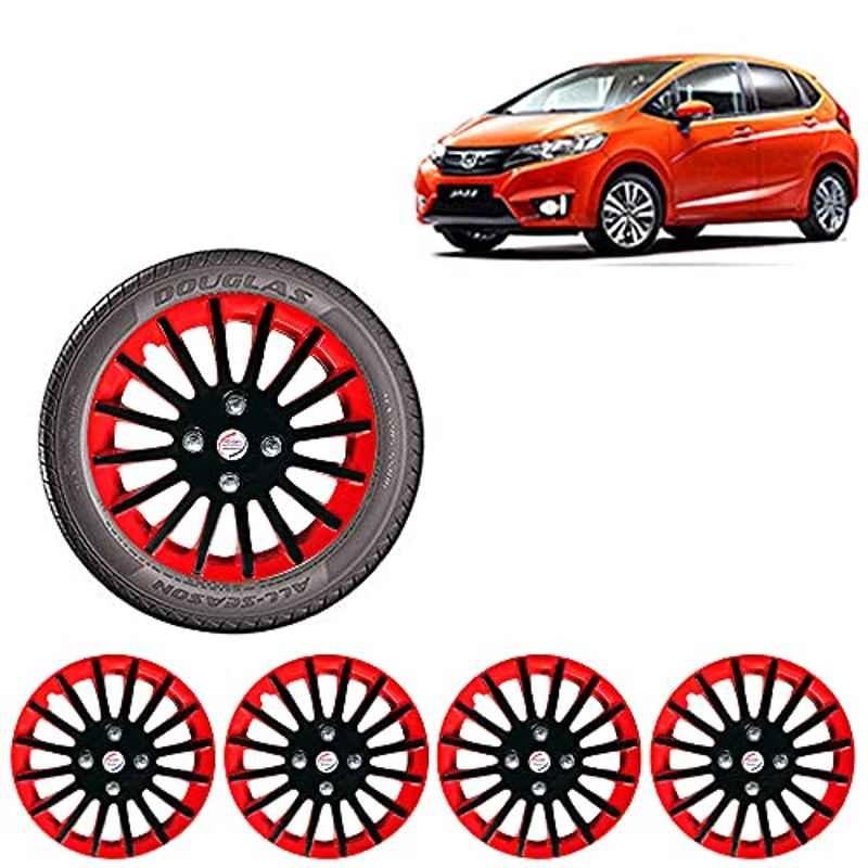 Auto Pearl 4 Pcs 15 inch ABS Black & Red Wheel Cover Set for Honda Jazz 2015