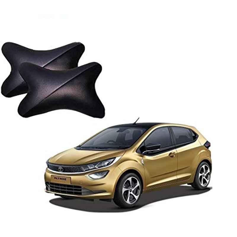Kozdiko 2 Pcs Grey & Black Car Neck Rest Pillow Cushion Set for Tata Altroz