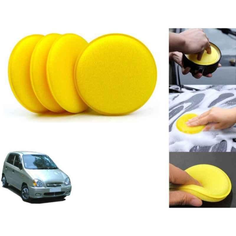 Auto Pearl Polyurethane Beige Washing & Waxing Polish Foam Sponge for Santro 1998-2006 (Pack of 4)