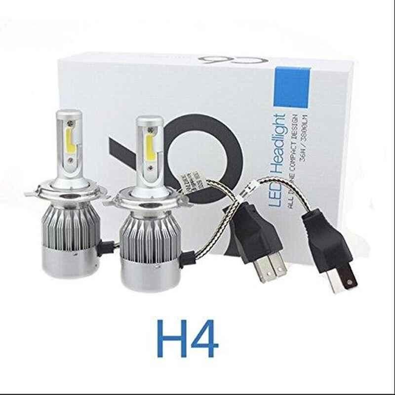 AOW C6 H-4 All in One Compact Design 36W/3800LM LED Headlight Conversion Kit Car High/Low Beam Bulb Driving Lamp 6500K (Pack of 2) White for Honda CB Shine SP