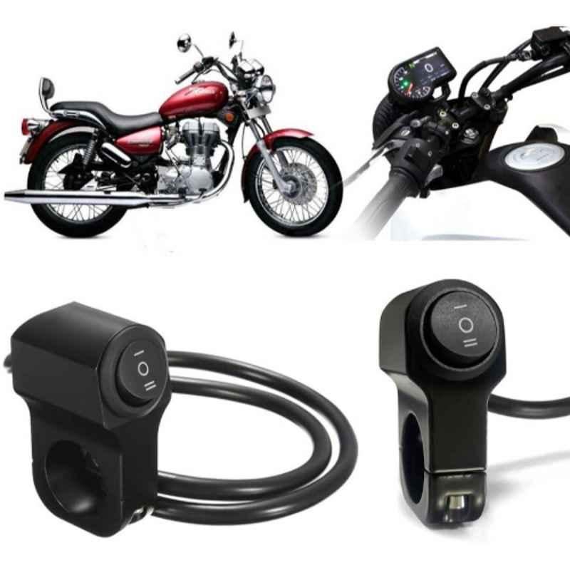 Auto Pearl 12V Aluminium Alloy Black Motorcycle Handlebar Headlight Switch for Twin spark
