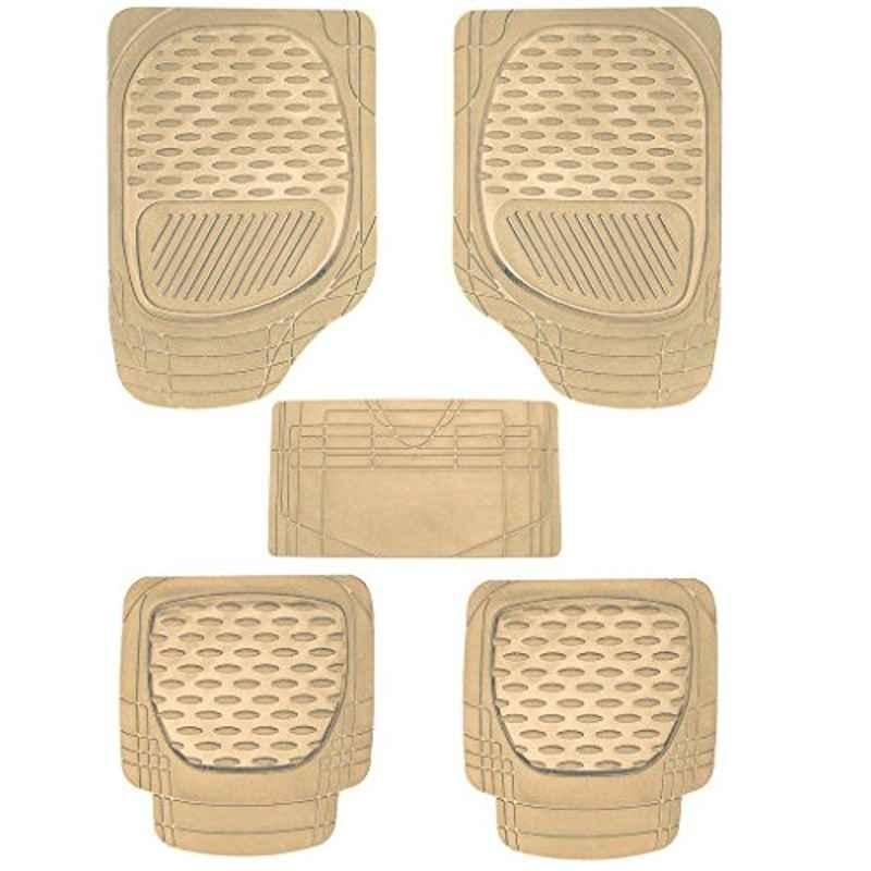 Kozdiko 6255TW 5 Pcs PVC & Rubber Beige Light Weight Car Mat Set for Toyota Fortuner