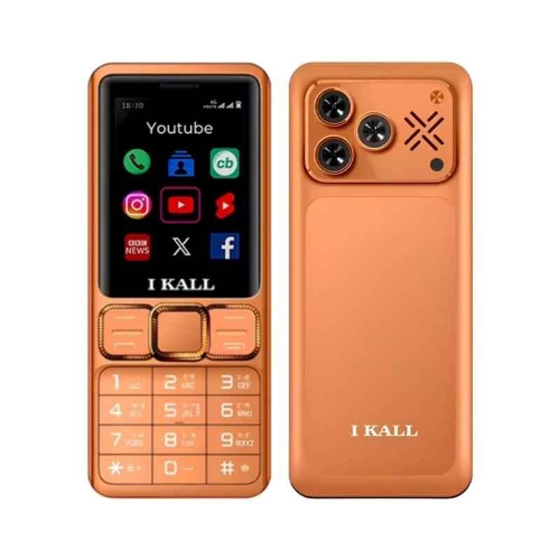 I Kall I7 2.4 inch 2500mAh Orange Dual Sim Keypad Multimedia Feature Phone with Type-C Charging, FB & Youtube Support
