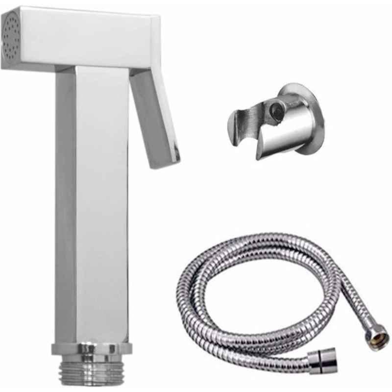 Prestige Aris Brass Chrome Finish Health Faucet with Flexible 1m Stainless Steel Tube & Wall Hook