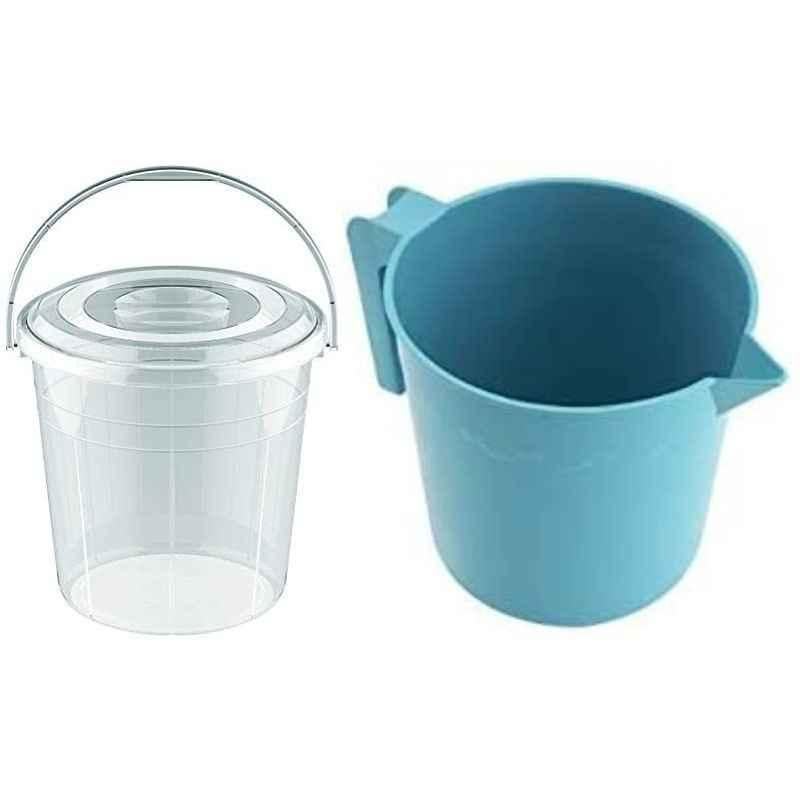Abbasali 17L Plastic Transparent DX Bucket with Lid & PVC Mug