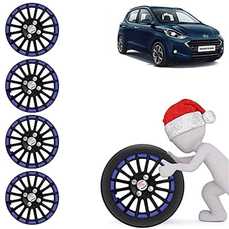 Auto Pearl 4 Pcs 14 inch ABS Black & Blue Car Wheel Cover Set for Hyundai i10 Grand Nios