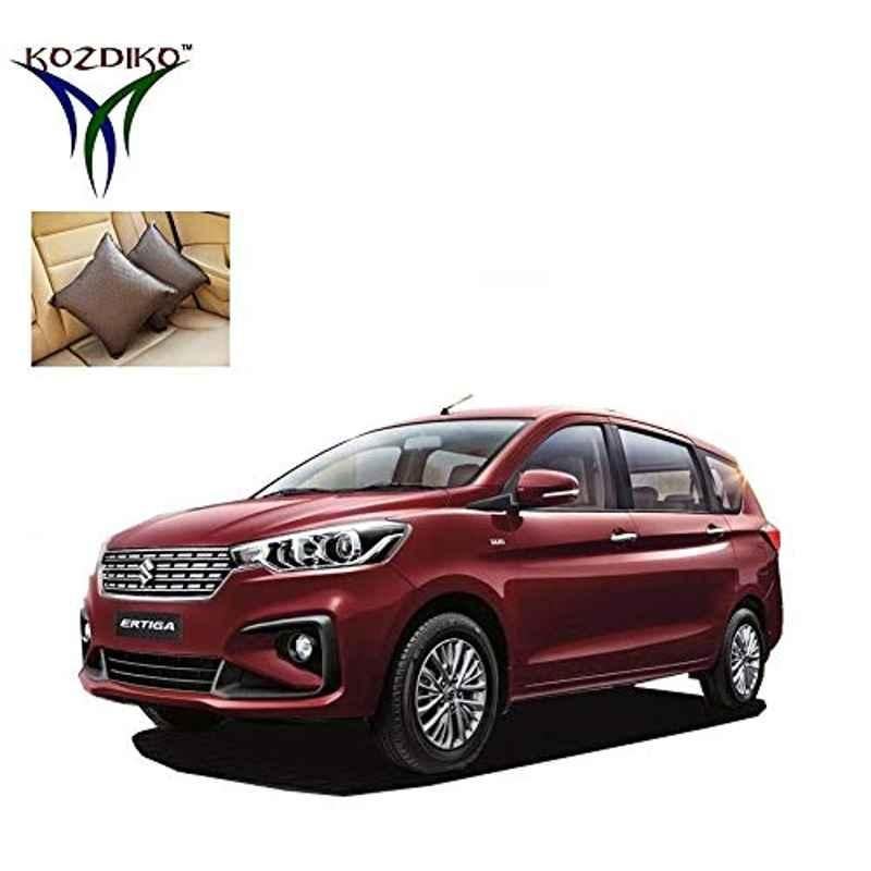 Kozdiko 2 Pcs Faux Leather Maroon Cola Car Seat Pillow Cushion Set for Maruti Suzuki Ertiga (Nov 2018-Present)