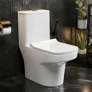 Plantex Ceramic White S Trap Western Commode with Soft Close Seat Cover, ASTA-21021