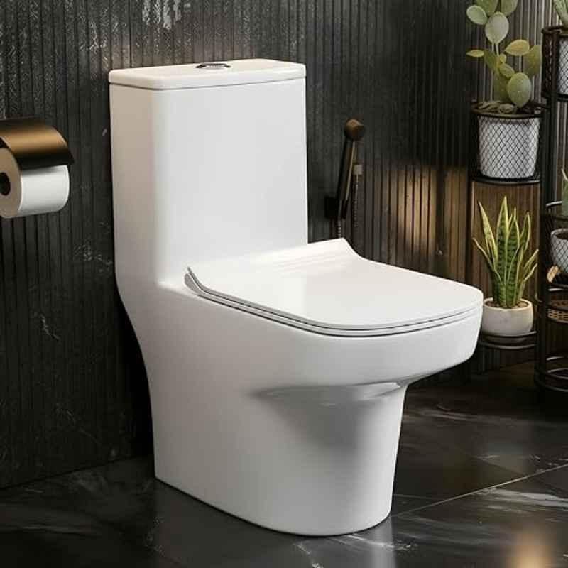 Plantex Ceramic White S Trap Western Commode with Soft Close Seat Cover, ASTA-21021