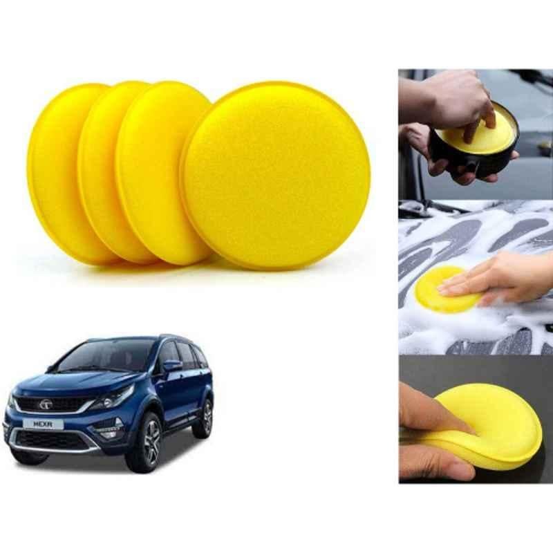Auto Pearl Polyurethane Beige Washing & Waxing Polish Foam Sponge for Hexa 2017-2020 (Pack of 4)