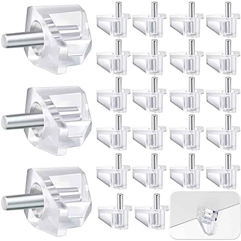 Canvasgt 20Pcs Shelf Supporter Shelf Support Bracket Steel Pin Peg Kitchen Cabinet Book Shelves Holder (Brown) (Clear)