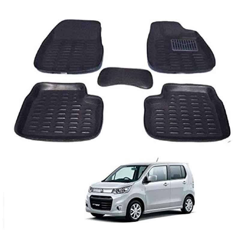 Kozdiko 5 Pcs 3D Black Car Foot Mat Set for Maruti Suzuki WagonR Stingray, koz_68006