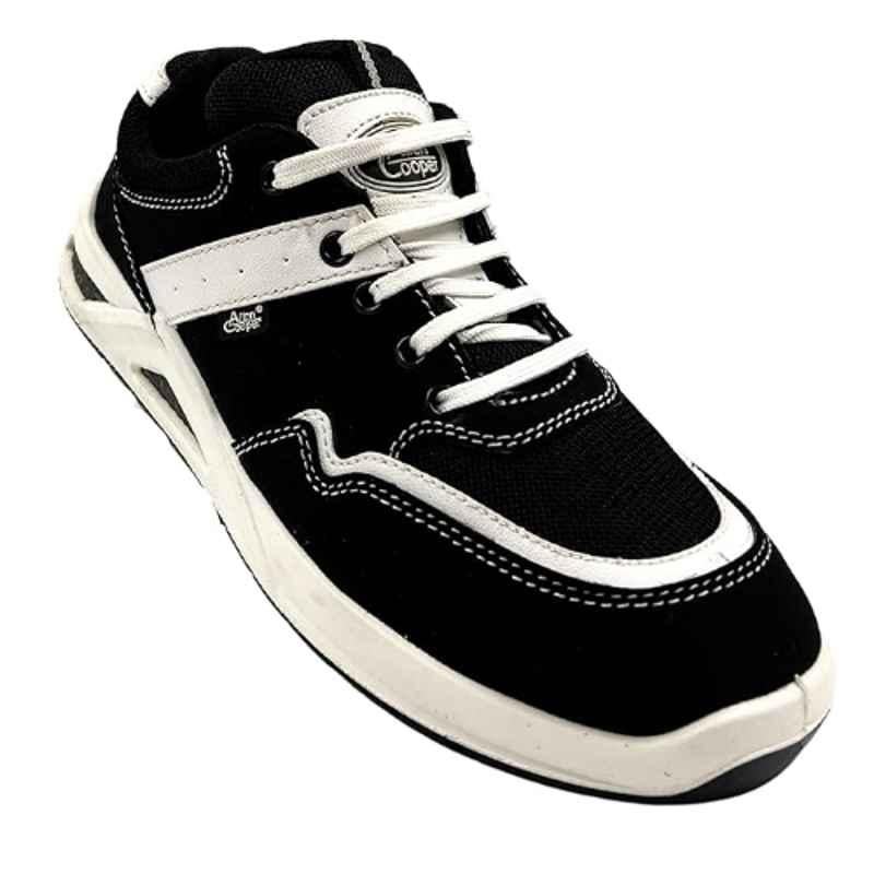 Allen Cooper Microfiber PU Fibre Glass Toe Black Safety Shoes, 82431-ACM1700-11, Size: 11