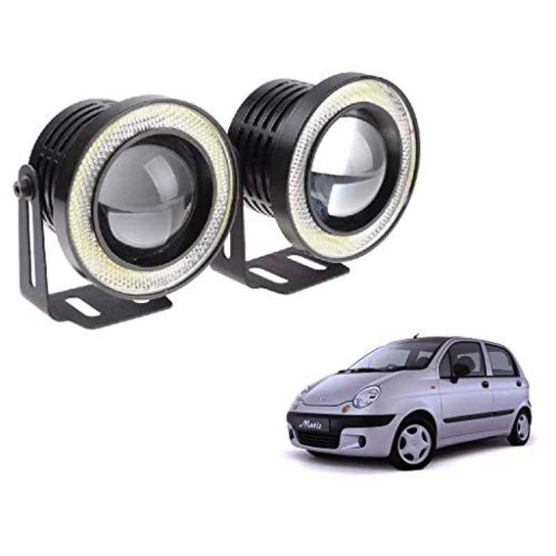 Kozdiko 2 Pcs 15W 3.5 inch High Power White LED Projector COB Fog Light Set with White Angel Eye Ring for Chevrolet Matiz, koz_72628