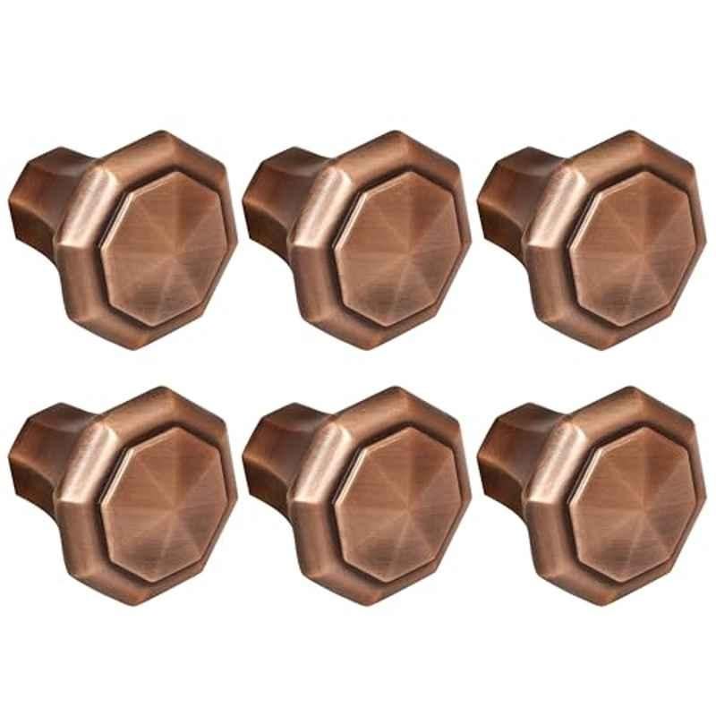 Plantex Knobs for Drawer/Octagon Shape Drawer Knobs/Knobs for Cabinets/Pull-Push Knobs for Kitchen/Bedroom Drawer (Pack of 6) DTK-302, Antique Copper