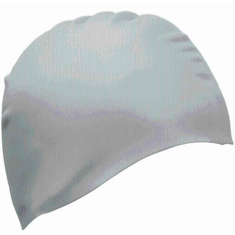 Matrica Silicone Grey Wrinkle Free Swimming Cap, Size: Free