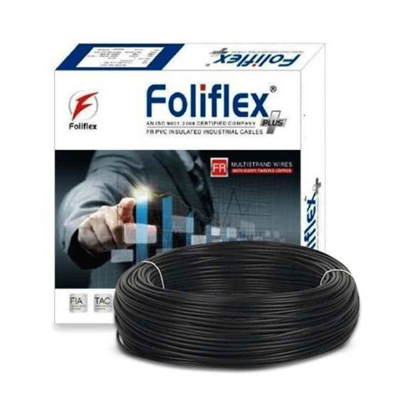 Foliflex Plus 4 Sqmm Black Single Core FR Multistrand PVC Flexible Wire, Length: 90 m
