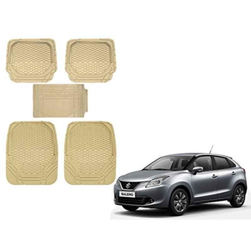 Kozdiko 5 Pcs 8855TW Beige Car Foot Mat Set for Maruti Baleno, koz_17814