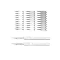 Forgesy 10 Pcs Carbon Steel Silver Surgical Scalpel Blades with Stainless Steel BP Handle Set, RGT_521