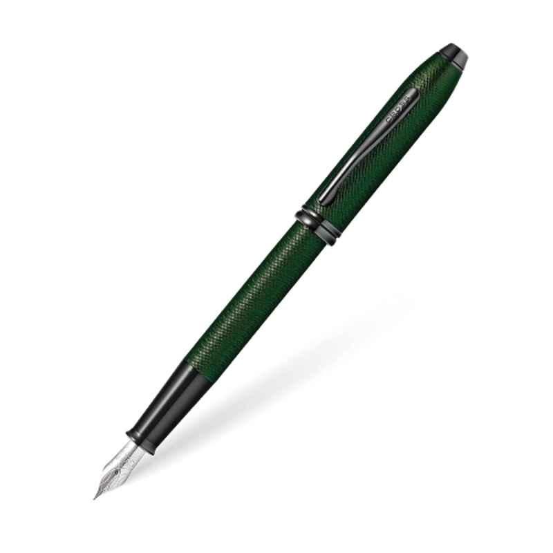 Cross Townsend Black Ink Matte Green PVD Finish Fountain Pen with 2 Pcs Black Pen Cartridges Set, AT0046-63MS