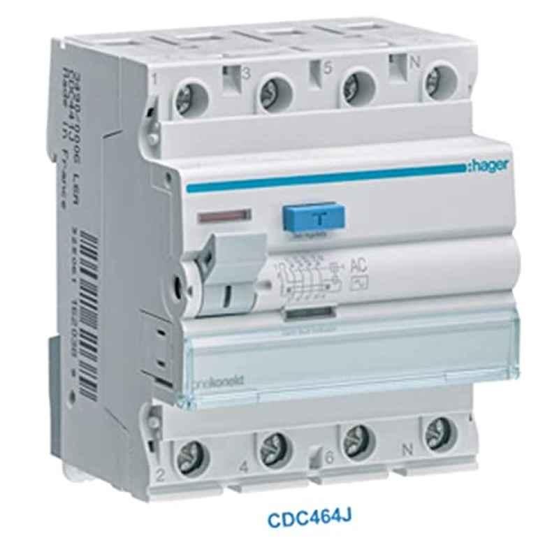 Hager 63A 30mA 4 Pole Earth Leakage Circuit Breaker, CDC464J