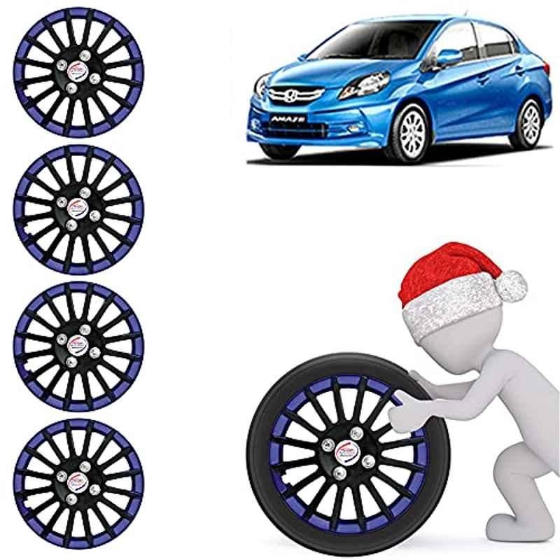 Auto Pearl 4 Pcs 14 inch ABS Black & Blue Car Wheel Cover Set for Honda Amaze Type1