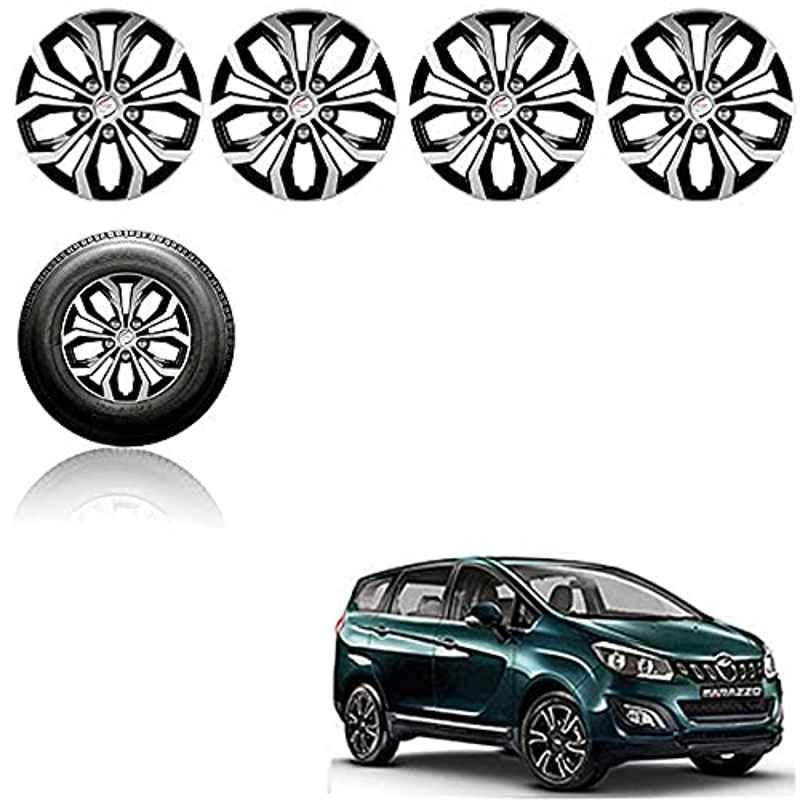 Auto Pearl 4 Pcs 15 inch ABS Black Car Wheel Cover Set for Mahindra Marazzo 2019