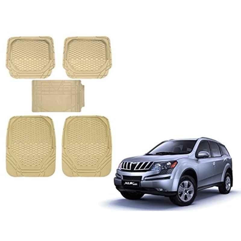 Kozdiko 5 Pcs 8855TW Beige Car Foot Mat Set for Mahindra XUV 500, koz_43093