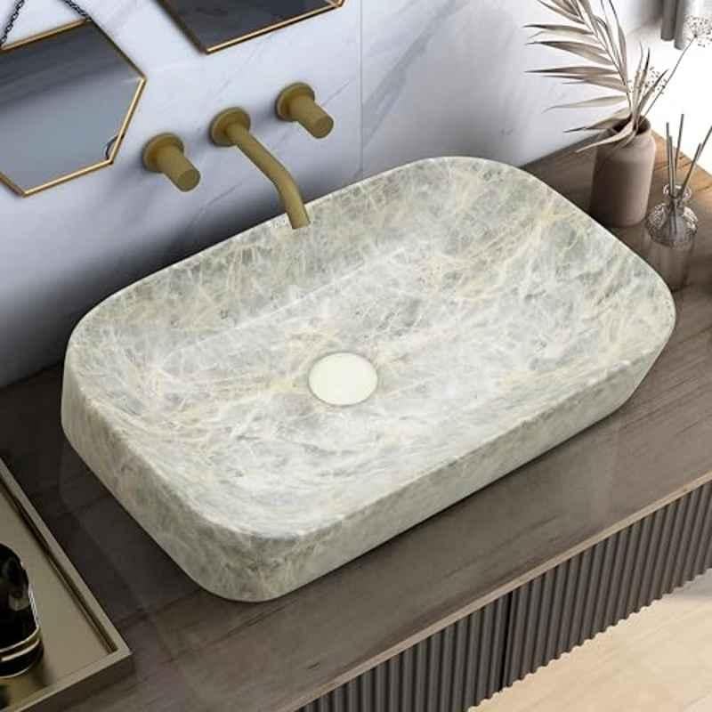 Plantex 21.5x14x5 inch Ceramic Marble Wash Basin for Bathroom, MS-1920
