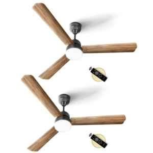 Longway Luminair Max 28W 5 Star Smoke Cedar 3 Blades BLDC Ceiling Fan with Remote Control & LED Light, Sweep: 1200 mm (Pack of 2)