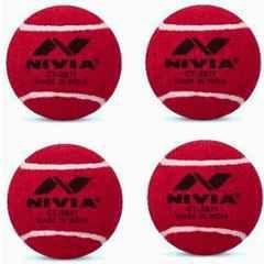Nivia COMBO CT-3811 Cricket Tennis Ball, Heavy Weight, Red (Pack of 4) Cricket Tennis Ball (Standard) (Pack of 4)