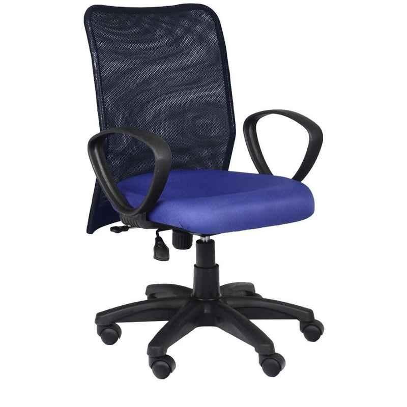 Caddy PU Blue & Black Adjustable Office Chair with Back Support, DM 96 (Pack of 2)
