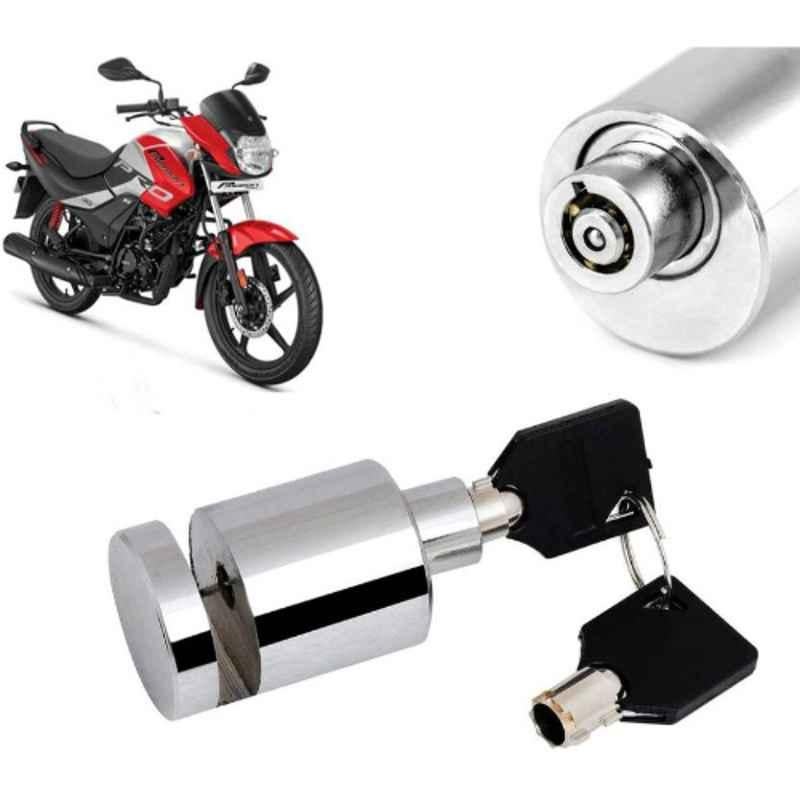 Auto Pearl Stainless Steel Silver Heavy Duty Anti Theft Motorcycle Disc Brake Lock, Lock-168