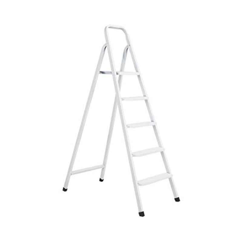 Robustline 5 Steps Steel Ladder, White Color, 101 cm