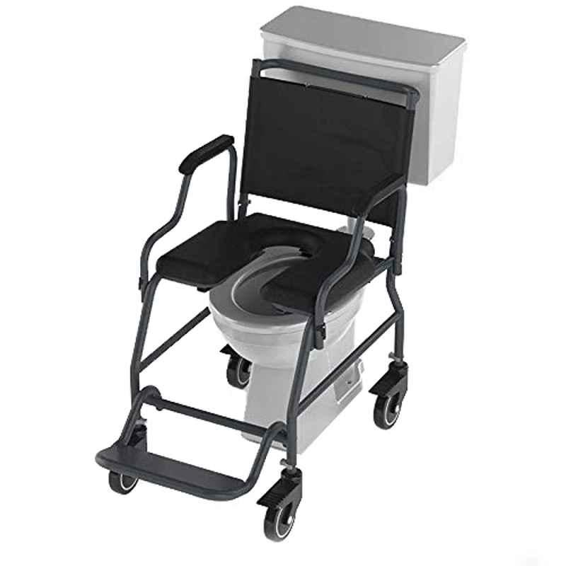 Arcatron 2000 150kg Mild Steel Black Multipurpose Commode Wheelchair, MAC101_P