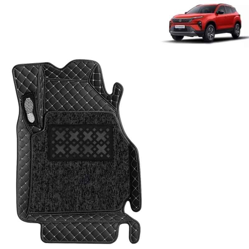 Kingsway 3 Pcs Premium 7D 100% Waterproof & Washable PU Leatherette Classic Black Car Floor Mat Set for Tata Harrier 2023 Onwards All Model