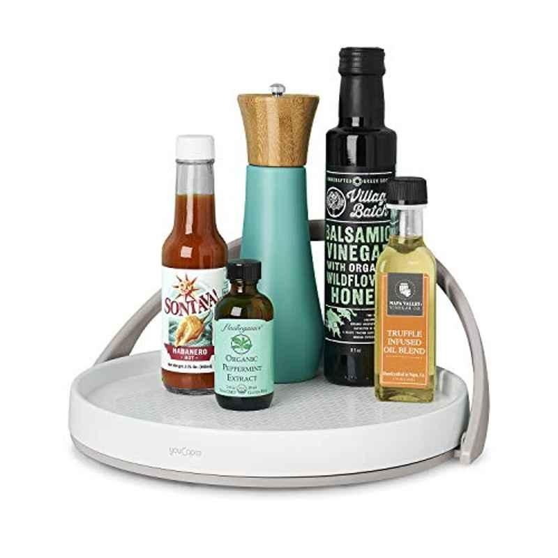 Youcopia 11 inch White Cabinet Turntable Crazy Susan with Backstop, 50238