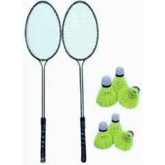 STYRKR 2 Pcs Black Badminton Racket with 6 Pc Nylon Shuttlecocks
