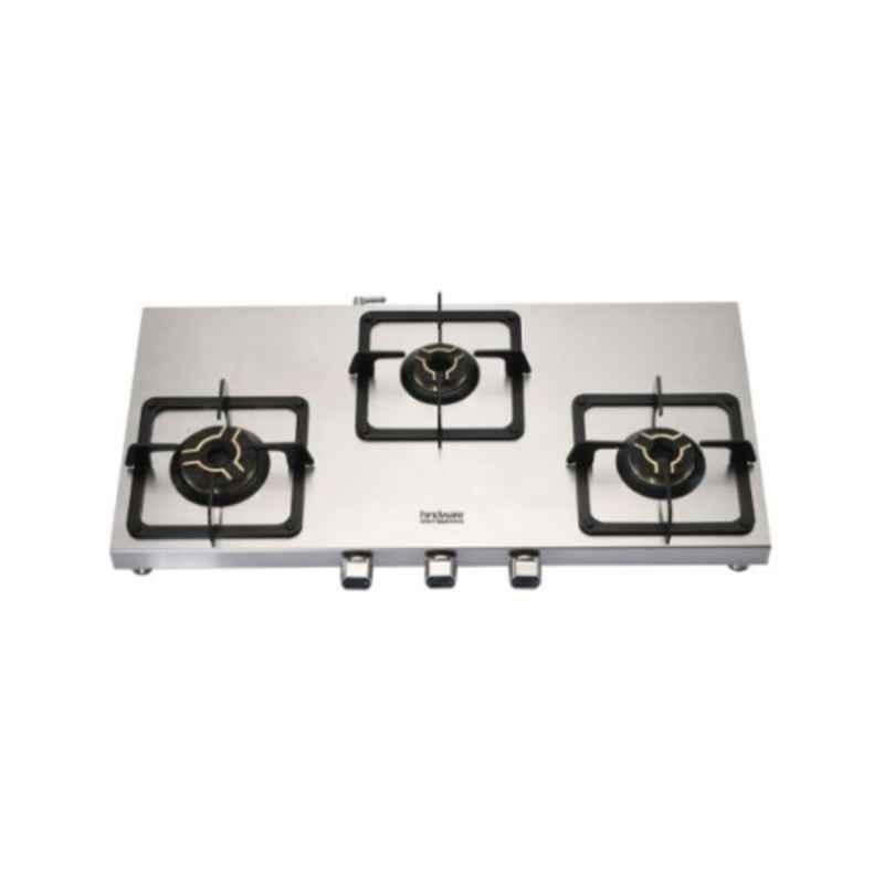 Hindware Arturo Pro Stainless Steel Cooktop with 3 Brass Burner & Automatic Ignition