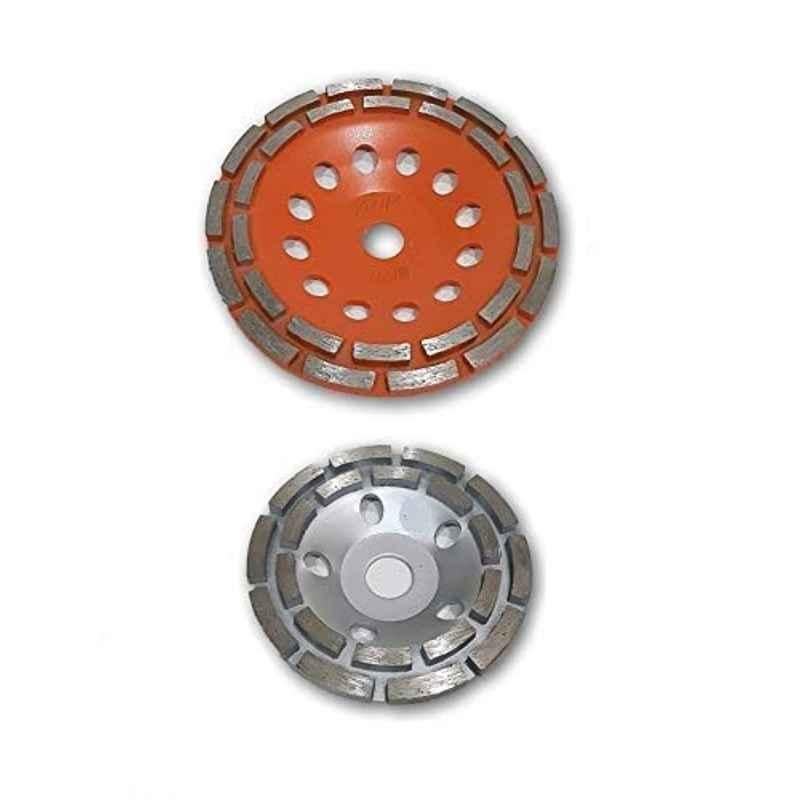 Krost 7 inch And 5 inch Diamond Segment Grinding Cup Wheel, Double Row Segment Grinder Disc For Concrete Granite Stone Marble (180 mm/125 mm)