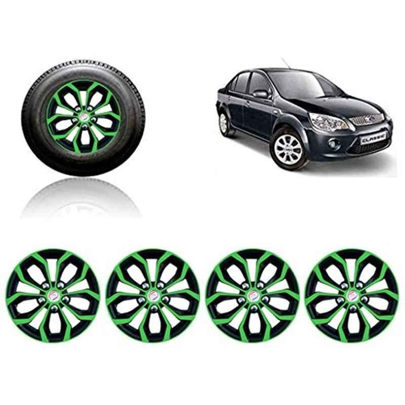 Auto Pearl 4 Pcs 14 inch ABS Green & Black Car Wheel Cover Set for Ford Fiesta Classic