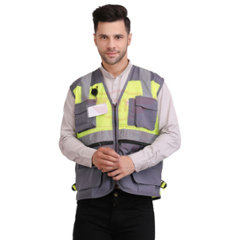 Club Twenty One Workwear Safex Ultra Polyester & Mesh Yellow & Grey Reflective Safety Vest, 1006, Size: XL