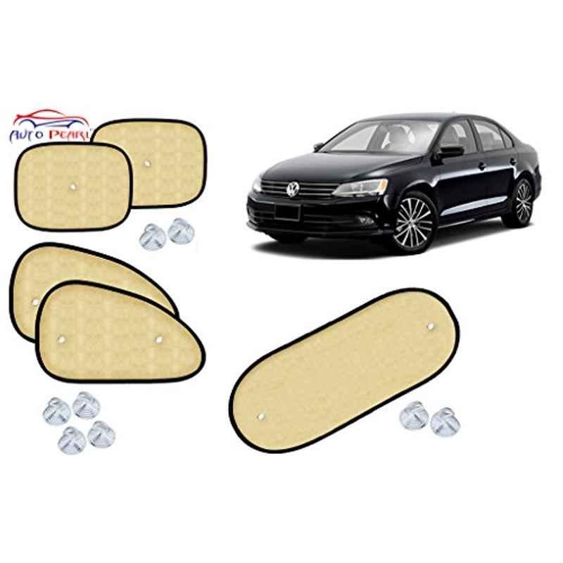 Auto Pearl 5 Pcs PVC & Mesh Beige Window & Rear Sun Shade Set for Volkswagen Jetta Type 2