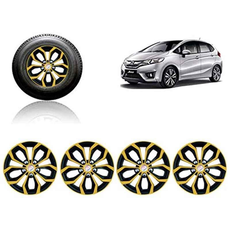 Auto Pearl 4 Pcs 14 inch ABS Golden & Black Car Wheel Cover Set for Honda Jazz