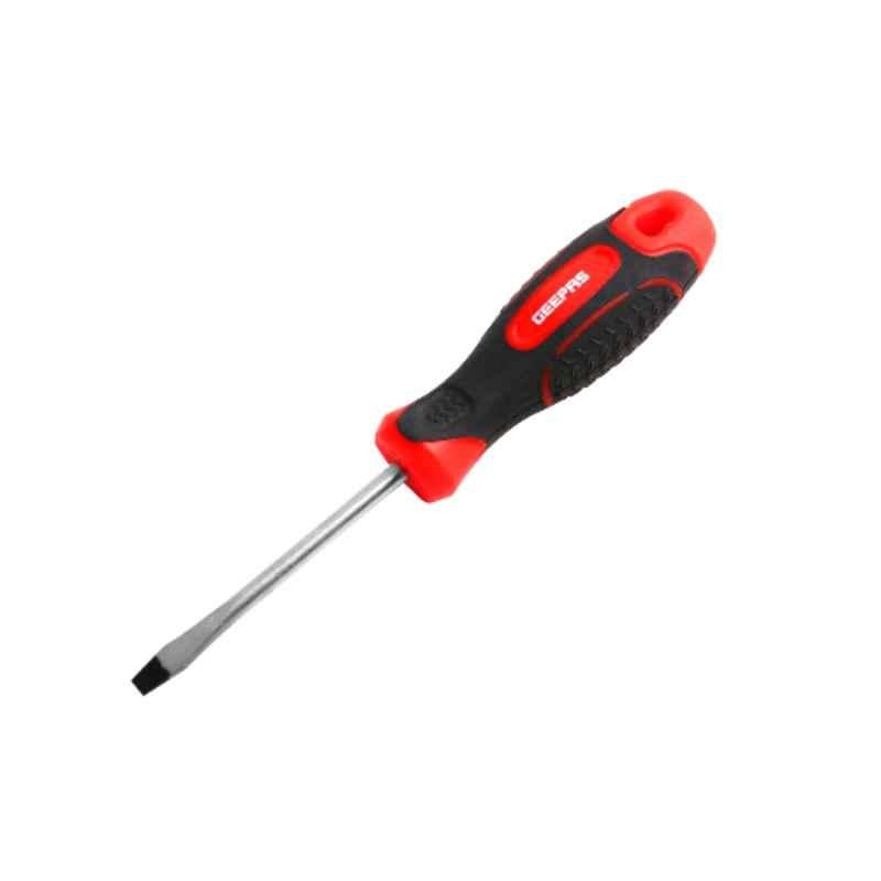 Geepas 100mm CrV Red & Black Slotted Precision Screwdriver, GT59088