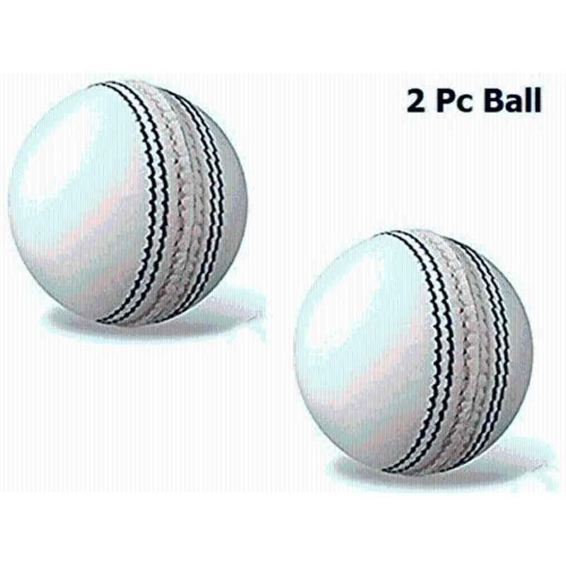 HHS Sports White Standard Cricket Leather Synthetic Ball (Pack of 2)