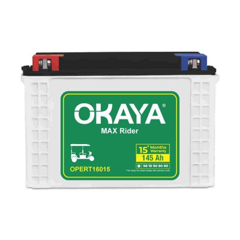 Okaya MAX Rider 145Ah Tubular E-Rickshaw Battery with 15 Months Warranty, OPERT16015